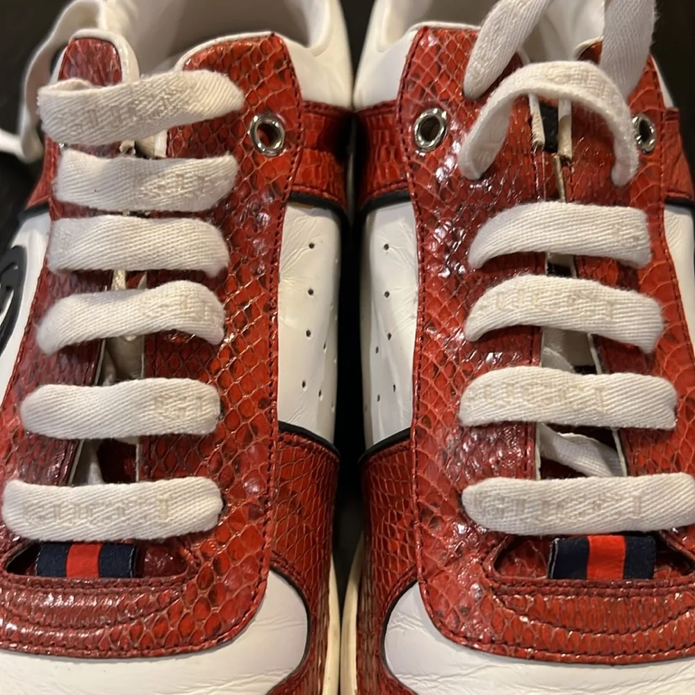 Gucci Interlocking G Logo Red and White Sneakers